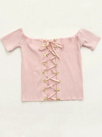 Sexy Off-shoulder Cross Strap Short Sleeve Women Crop Top