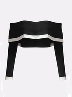 Sexy Off-shoulder Layered Long Sleeve Women Crop Top