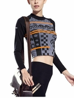 Sexy Printed Long Sleeve Yoga Pilates Crop Tops