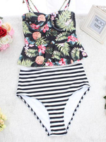 Sexy Push Up Floral Wireless High Waisted Stretchy Tankinis For Women