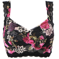 Sexy Rose Printing Elastic Vest Bras Breathable Wireless Tank Top Bra