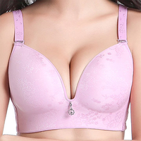 Sexy Seamfree Deep Plunge Wireless Soft Gather Jacquard Bras