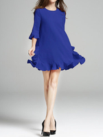 Sexy Solid Color Flounce A-Line Half Sleeve Women Mini Dresses