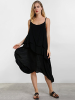 Sexy Solid Strap Layered Dress