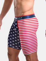 Sexy Sport Striped Stars Printing High Elastic U Convex Pouch Compression Boxers for Men