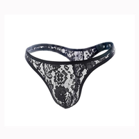 Sexy Underwear Transparent Lace Breathable T-Back Low Waist Underwear For Men