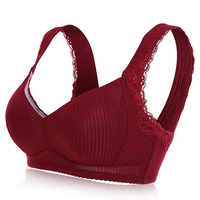 Sexy V Neck Wireless Stripe Lace-trim Full Coverage V Shape Back Yoga Bra