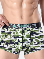 Sexy Vintage Underwear Camouflage Ice Silk Breathable Printing U Convex Boxer Briefs for Men