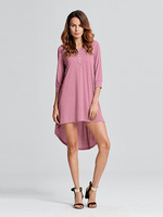 Sexy Women Brief Solid Button O Neck Irregular Cotton Dress
