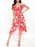 Sexy Women Floral Printed High Waist Spaghetti Strap Dresses