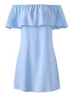 Sexy Women Off Shoulder Short Sleeve Pure Color Mini Dresses