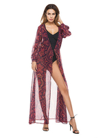 Sexy Women Printed Bikini Cover Up Beach Sunscreen Kimono Cardigan