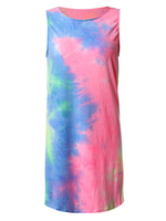 Sexy Women Sleeveless Tie-dyed Watercolor Print Mini Dress