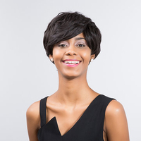 Short Black Synthetic Wig Hair Highlight Personality Bangs Wigs Fashionable Girls 24cm