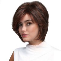 Short Red Brown Stylish Highlight Synthetic Hair Wig