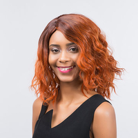 Short Synthetic Wavy Hair Mix Color Fashion Curly Wig High-Temperature Women 40cm