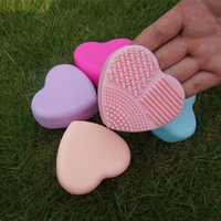 Silicone Heart Shape Makeup Brush Cleansing Pad Mat Tool