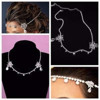 Silver Chain Wedding Crystal Charm Bridal Head Hair Headband Headpiece Jewelry