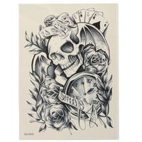 Skull Clock Rose Horror Ghost Patterns Waterproof Temporary Tattoo Sticker Body Art Arm