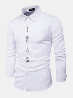 Slim Fit Letter Printing Bussiness Casual Designer Dress Shirt for Men