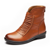 SOCOFY Retro Ankle Leather Boots