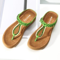 SOCOFY Rhinestone Flip Flops Soft Flat Clip Toe Beach Slippers