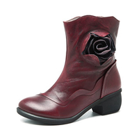 SOCOFY Vintage Ankle Leather Boots