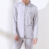 Soft Casual Loose Cotton Chest Pocket Home Pajama Sets for Men