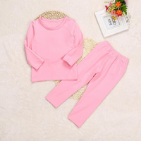 Solid Color Long Sleeve O-neck Leisure Wear Suit For Kids Girls