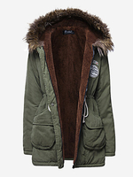 Solid Hooded Drawstring Thick Coat