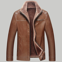 Solid Inside Fleece Warm Leather Jackets