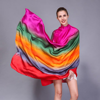 Splicing Colors Comfortable Silk Scarf Travel Casual Sunshade Breathable Towel For Women