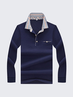 Spring Fall Printed Collar Casual Business Polo Shirt