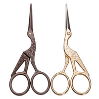 Stork Embroidery Scissors Eyebrow Ear Hair Trimmer Gold Bronze