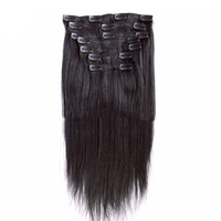 Straight 100% Human Virgin Hair Clip Extensions Natural Color 8-26 Inch