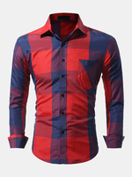 Stylish Big Plaids Printing Slim Checked Button Up Designer Shirts for Men
