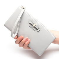 Stylish Bowknot Multi-slots Long Wallet Card Holder Phone Bag Purse For Women
