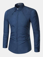 Stylish Casual Stitching Solid Color Button Up Designer Shirts for Men