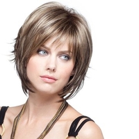 Stylish Highlight Synthetic Wig Natural Curly Hair Capless Side Bang