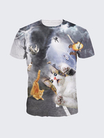Stylish Mens Summer Cool 3D Cats Printing Casual Short Sleeved T-shirts