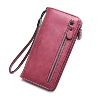 Stylish PU Leather Long Wallet Card Holder Coins Bag Zipper Purse