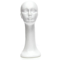Styrofoam Long Neck Female Mannequin Head Model Glasses Hair Wig Hat Stand Display