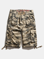 Summer Casual Camouflage Multi-Pocket Cotton Loose Fit Plus Size Cargo Shorts For Men