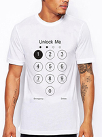 Summer Casual Nerd T-shirt Lock Screen Printed Round Neck Short Sleeve Tee Top for Men