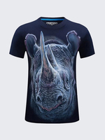 Summer Mens Plus Size Unique Rhino 3D Animal Printing Short Sleeved Casual T-shirts