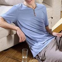 Summer Modal Short Sleeve Sleepwear Thin Home Pajama Sets for Men
