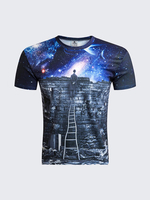 Summer Unique Round Neck Starry Sky Abstract Printing Short Sleeve T-shirts For Men