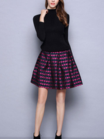 TangJie Brief Solid Black Sweaters Striped Mini Shirts Suits
