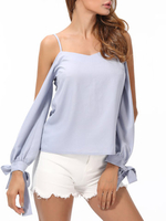 TangJie Sexy Off The Shoulder bowknot Long Sleeve Women Shirts