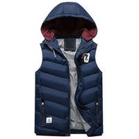 Thick Detachable Hooded Warm Zipper Pockets Vest